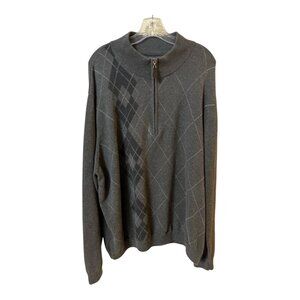Walter Hagen Men’s Quarter-Zip Argyle Pullover Sweater XXL Gray Golf Casual